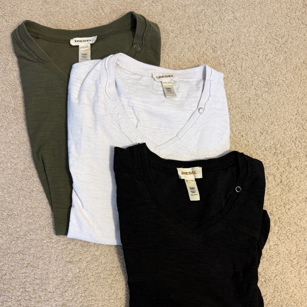 Diesel V-neck Short Sleeve T Shirts (Lot of 3) XL